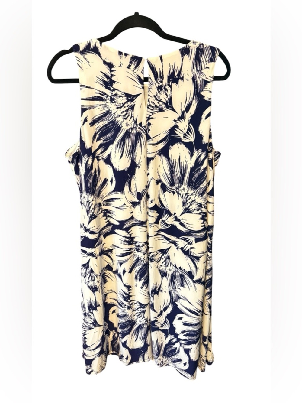 Anne Klein Navy White Floral A-Line Dress Size 16 Summer - Picture 4 of 6